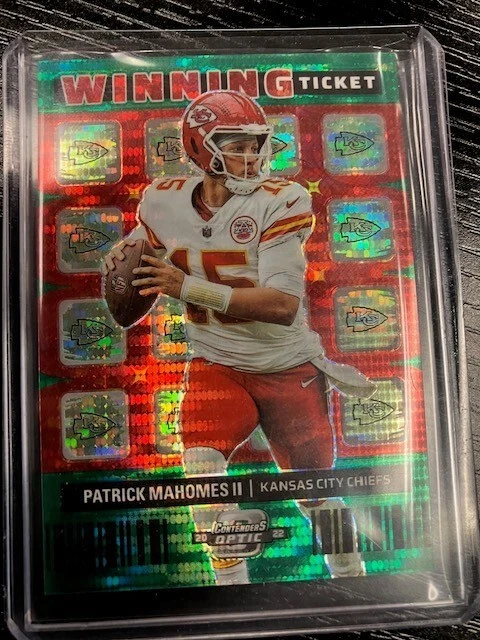 2022 Contenders Optic Patrick Mahomes Winning Ticket Green Pulsar 6/30