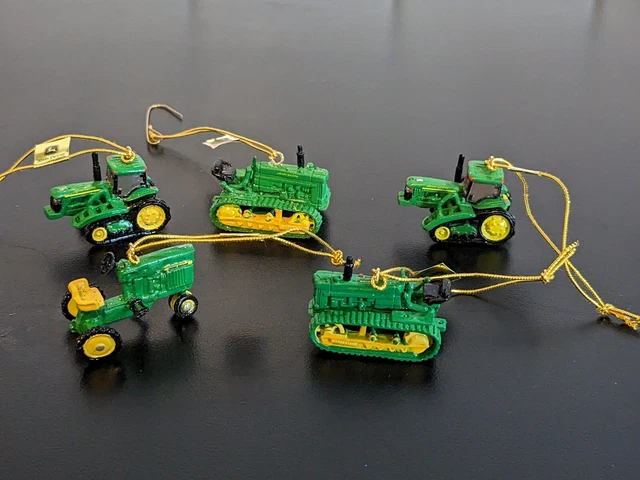 John Deere Tractor Ornament Micro Size Lot Of 5 Plastic