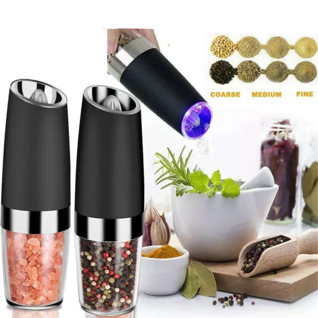 2pcs Stainless Steel Electric Salt Pepper Mill Grinder Shaker Electronic Tool