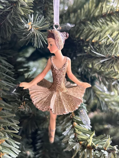 Gisela Graham Christmas Gold Resin Ballerina Hanging Tree Decorations