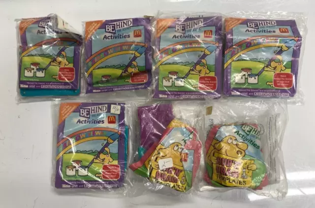Lot of 7 Vintage NEW McDonalds Happy Meal Behind The Scenes Activities Toys