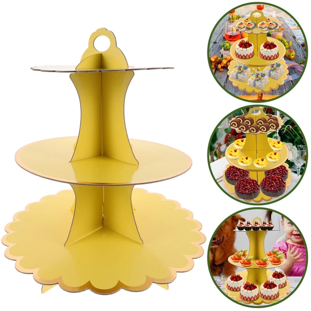 XIXIMENG - 4 Supporti Per Cupcake A 3 Livelli In Cartone Verde Con Bordo Pizzo - Altezza 40,6 Cm, Per Feste, Buffet E Matrimoni - 4
