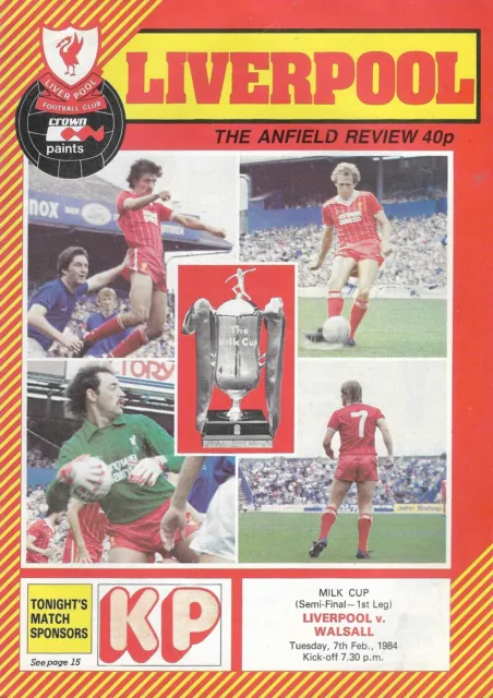 Liverpool v Walsall. League Cup S/F. 1983/1984