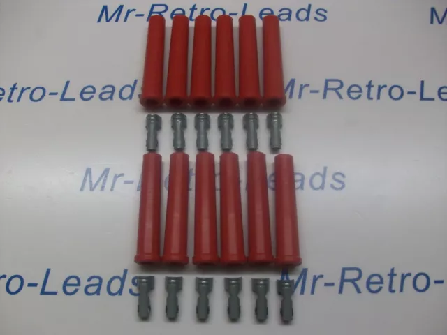 Red Ignition Cable Candle Boots Straight Tips Fixing Silicone Kit X 12