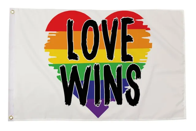 LOVE WINS LGBT RAINBOW 5x3 feet FLAG 150cm x 90cm GAY PRIDE