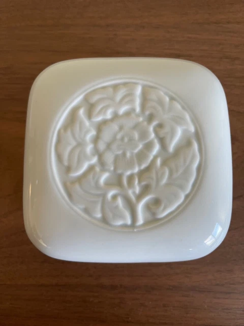Vintage Tiffany & Co. Porcelain Pale Blue Square Trinket Jewelry Box w/Lid