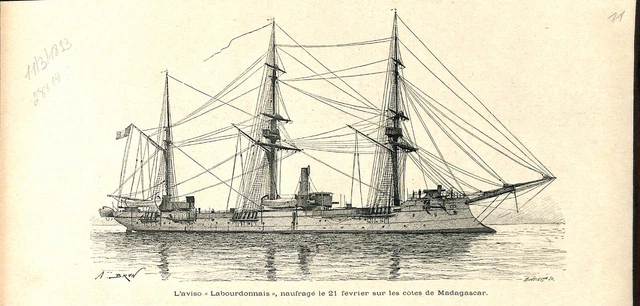 L'aviso Labourdonnais shipwrecked on the coast of Madagascar ILLUSTRATION 1893