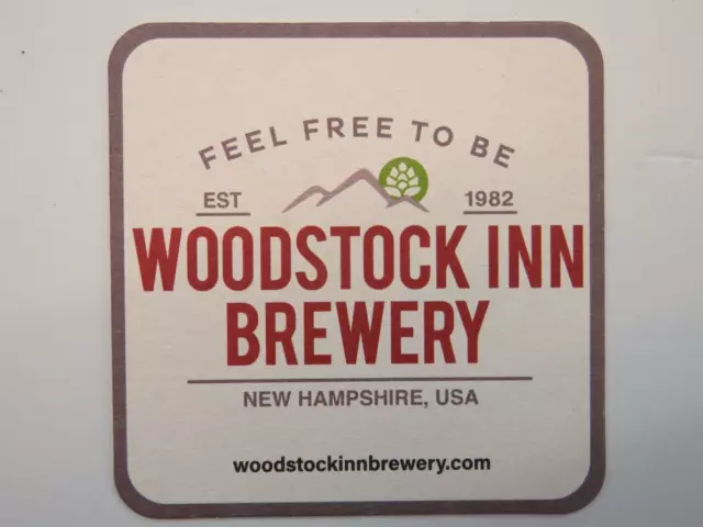 BEER PUB COASTER ~ WOODSTOCK INN Brewery ~ NEW HAMPSHIRE Since 1982 ...