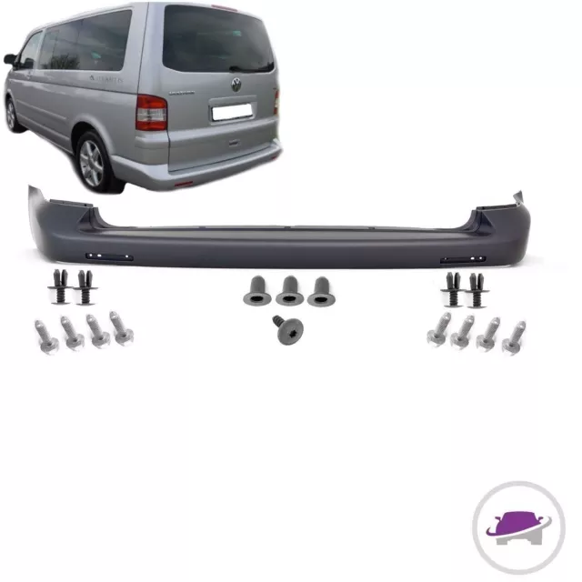 Für VW T5 Transporter Multivan Stoßstange hinten grundiert ohne PDC + MONTAGEKIT