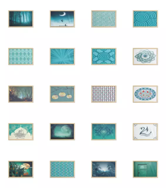 Ambesonne Teal Wall Art with Wide Frame for Bathrooms Living Room