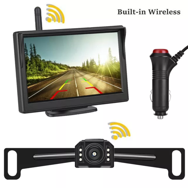 Built-in Wireless Vehicle Backup Camera 5'' Rear View Monitor Parking System HD