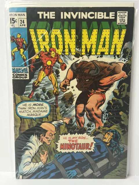 The Invincible Iron Man #24 Marvel Comics 1970 Bronze Age, Boarded