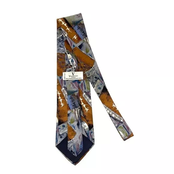 VALENTINO Pietro 100% Italian Silk Abstract Moulin Rouge Men’s Necktie