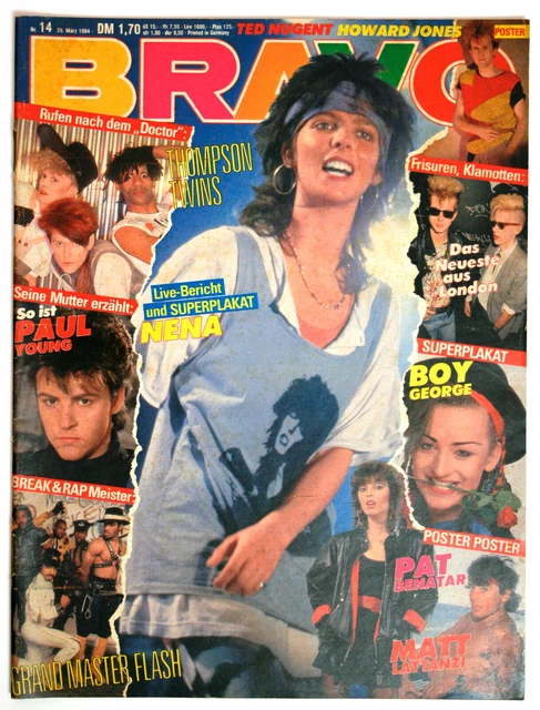 BRAVO Nr. 14/1984 Irene Cara NINO DE ANGELO NENA PLAKAT BOY GEORGE HOWARD JONES