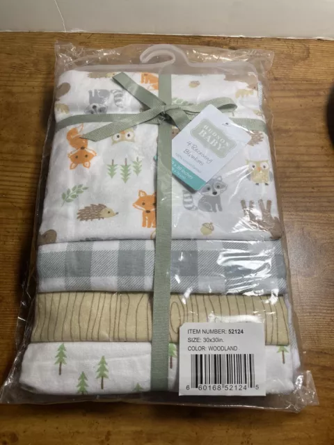 Unisex Baby Cotton Flannel Receiving Blankets, Woodland, One Size