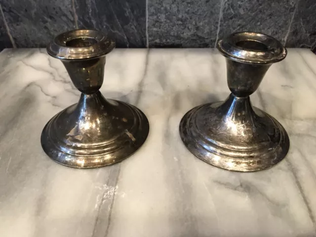 Vintage Gorham Silver Plate Candlesticks Pair Italy Heritage~3.5 Tall ~3.75 Base