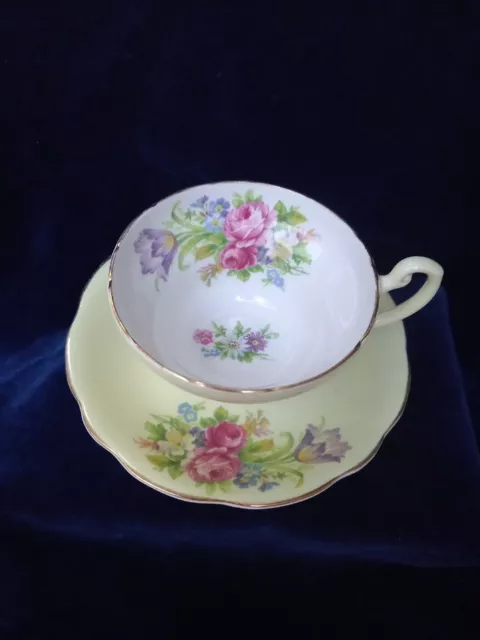 Foley vintage bone china  cup & saucer floral tulip 1950s Yellow