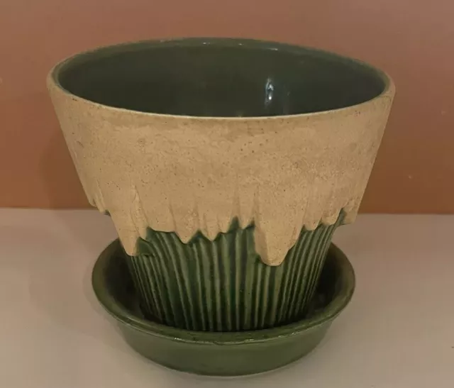 Vintage GREEN McCoy Pottery Icicle Drip Flower Pot Planter # 115