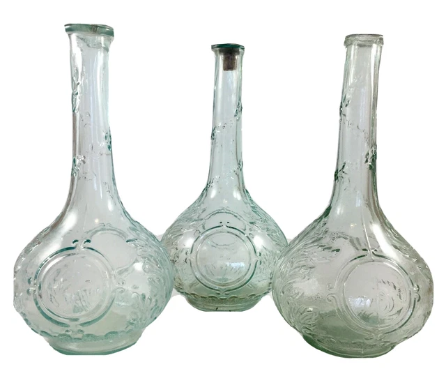 carafe à liqueur en verre moulé fin XIXem, bouteille verte de bistro