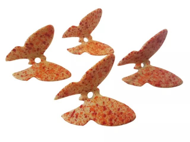 4 Vintage Plastic Faux Ceramic Speckled Butterfly Beads Macrame Plant Hangers