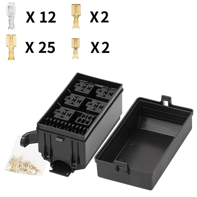 Boîte Relais Fusible 12V Pré-câblée - 4 Relais 40A + 12 Fusibles ATC/ATO - Pour Voiture, Camion, Bateau - Installation Facile
