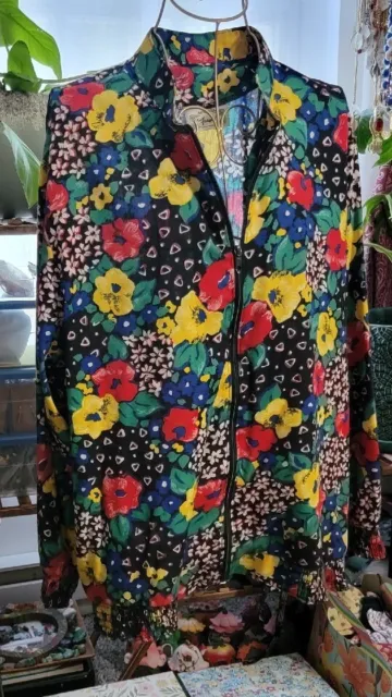 Floral Frayne L Zip-Up Vintage Flower Lightweight Jacket Beautiful Women's Top