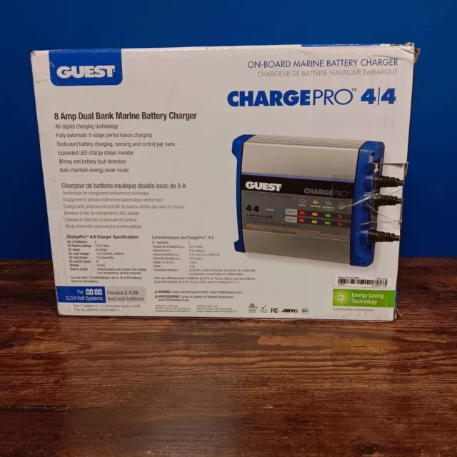 GUEST - CHARGEPRO 4/4 8Amp DUAL BANK MARINE BATTERY CHARGER 2707A **NEW**