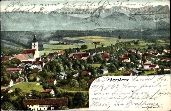 Ak Ebersberg im Kreis München Oberbayern, Kirche, Ortschaft mit... - 10087617