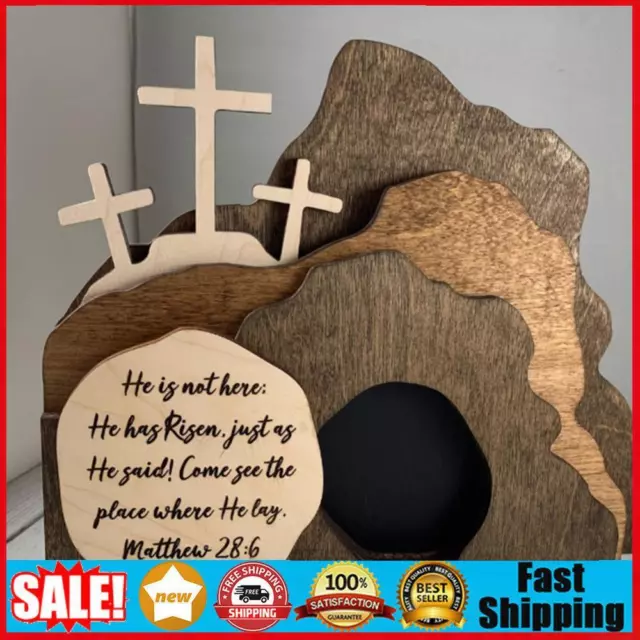 JESUS CHRIST HANDMADE Empty Tomb Easter Scene Cross Religious Wood ...