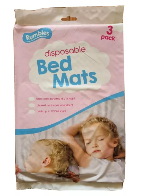 RUMBLES DISPOSABLE BED Mats absorbant pads kids 3 mat pack NEW