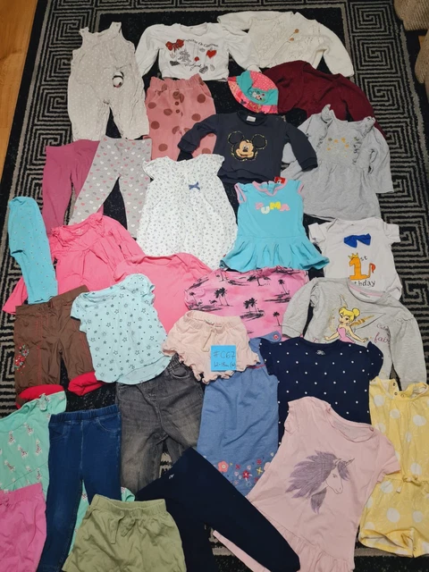 #C67💜 Huge Bundle Of Baby Girl Clothes 12-18months NEXT GEORGE DISNEY RIVER PUM