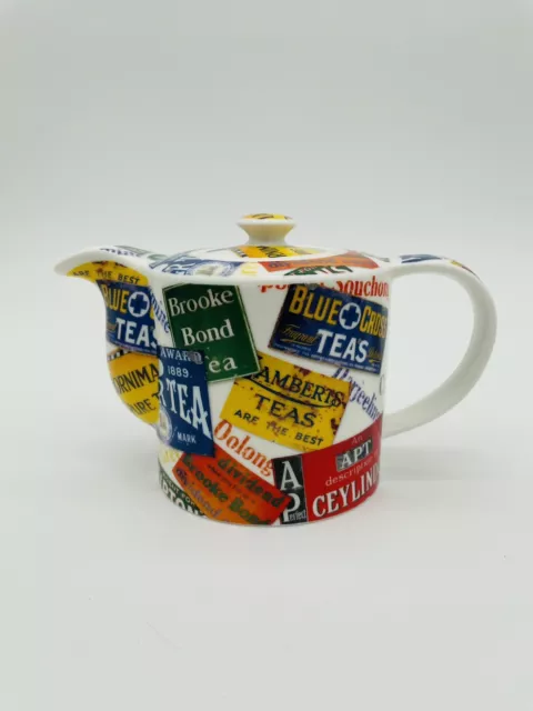 2008 Paul Cardew World Tea 16 oz Porcelain Teapot w/Lid Vtg Tea Label Design