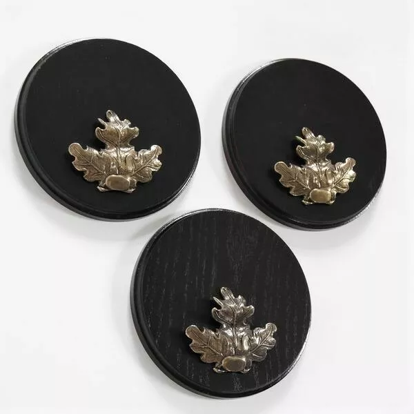 3 Pieza Placa de Jabalí Gewaffbrett Oscuro AF17cm Con 3 X Hoja de Roble Grande 2