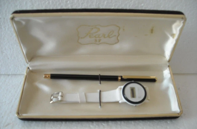 Parure 2 Pz Bianco Neri Couvette "Pearl" Anni '80