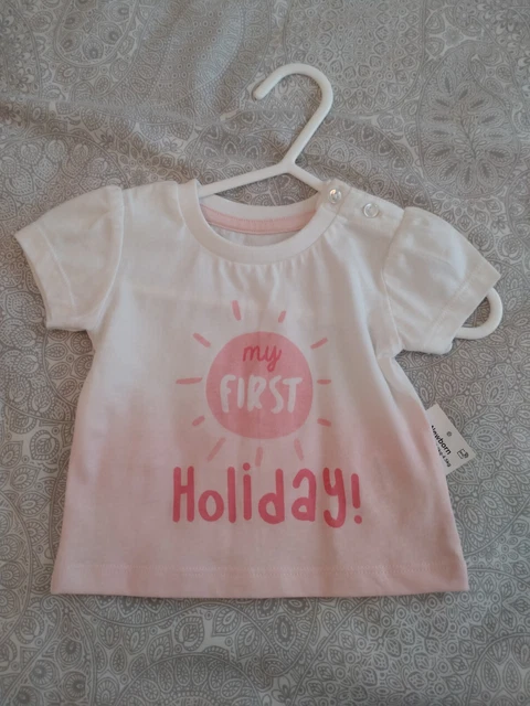 T-shirt bambina Matalan. My first holiday neonato fino a 10 libbre