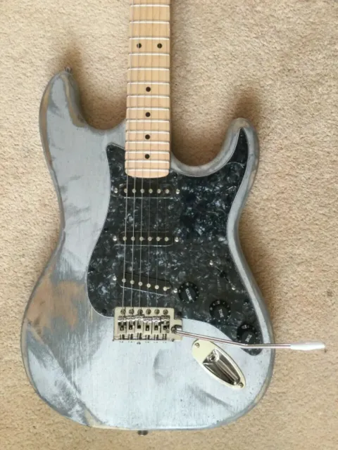 Custom Stratocaster right handed electric guitar relic with maple neck grey
