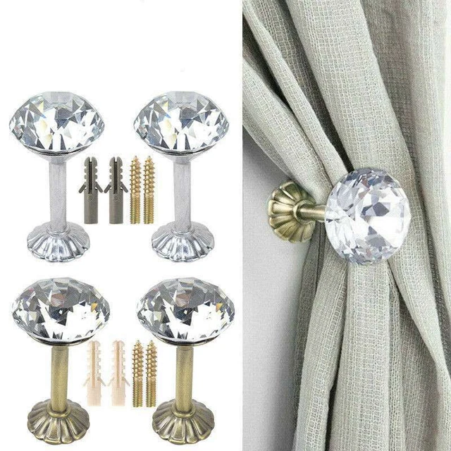 Curtain Holdbacks Wall Tie Backs Hooks Crystal Hanger Holder 2Pcs Home 2