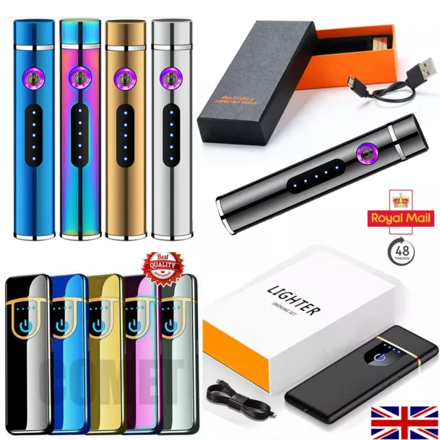 USB Electric Rechargeable Cigarette Lighter Touch Sensor Windproof Flameles GIFT