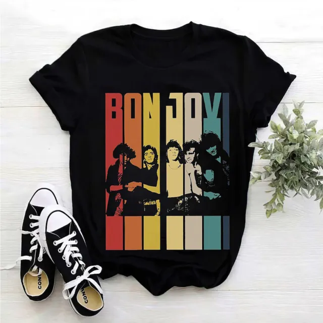 Retro Bon Jovi Band Members Music Cotton T-Shirt FQ24619