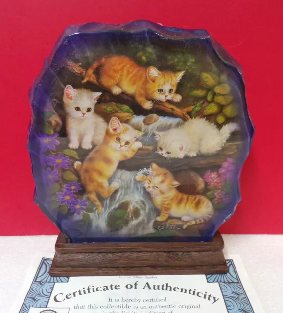 Bradford PURR-FECT HANGOUT Jurgen Scholz Crystal Kittens Kitty Cat Plaque