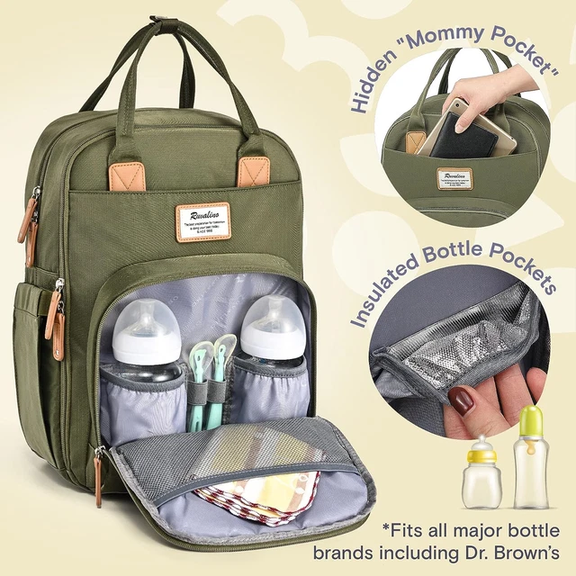 RUVALINO Diaper Bag Backpack, Multifunction Travel Back Pack Maternity Baby and 2