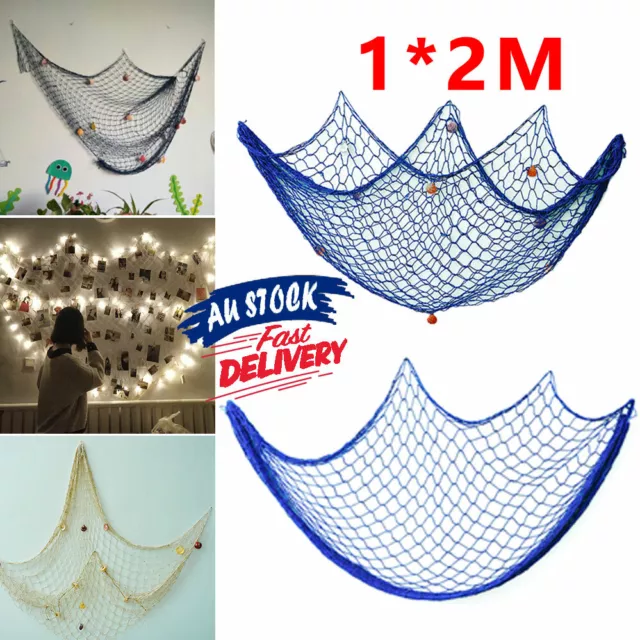 Fishing Net Decor Decorative Mediterranean Beige/Blue Nautical DIY Beach Party