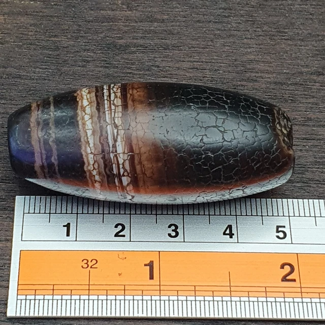 Antique Ancient Old Himalayan Indo Tibetan Very Rare Agate Bead 49mm