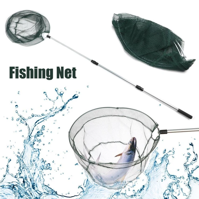 Folding Fishing Landing Net Telescoping Pole Handle Fishing Net