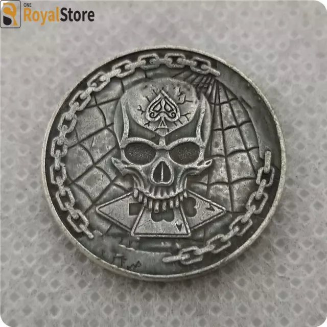 Hobo Nickel COIN skull ENGRAVING ART, Coin for Gift FREE SHIPPING