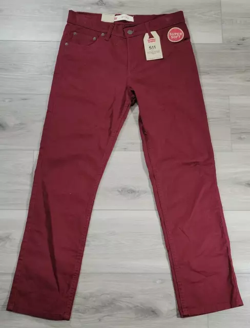 Levi's 511 Boys 12 Husky 32X27 Slim Fit Stretch Wine New