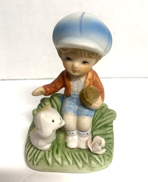 Vtg. Homco boy w/cat #1430 Cute as can be!!