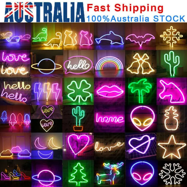 XMAS LED Rainbow Neon Sign Lights Bedside Night Light Lamp Kids Room Wall Decor