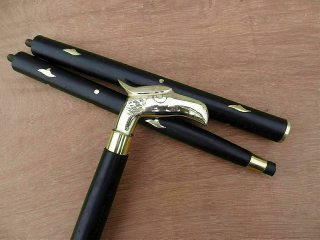 Designer Walking Stick Victorian Vintage Brass Eagle Handle Antique Wooden Cane