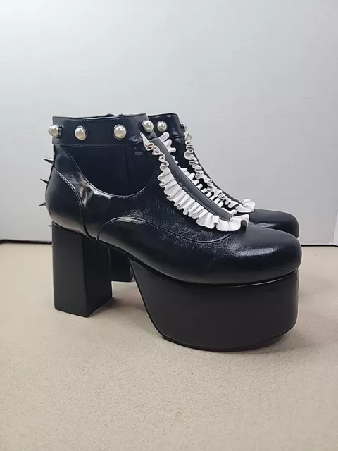 Amazon.com: Leather Goth Platform Punk Fashion Ankle Boots Shoe Metallic  Gothic Classic Biker Ankle Tower Boots Women's Lace Up Heel Shoes  Waterproof Black-35 EU : Everything Else
